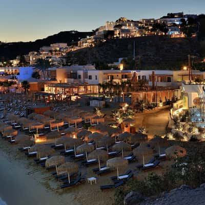 Platys Gialos beach in Mykonos, Greece