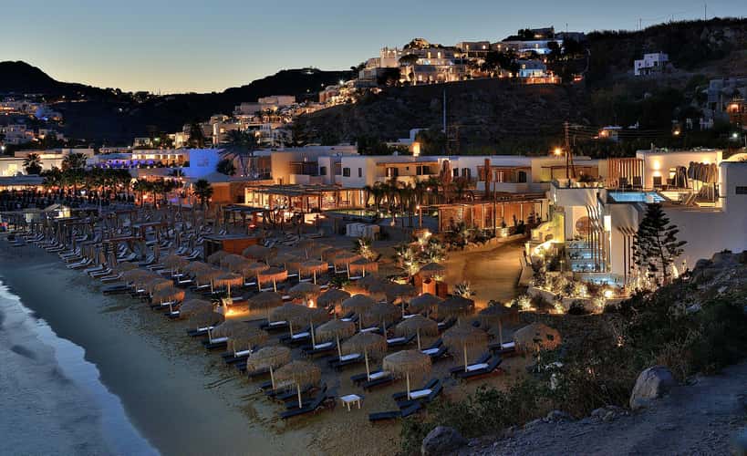 Platys Gialos beach in Mykonos