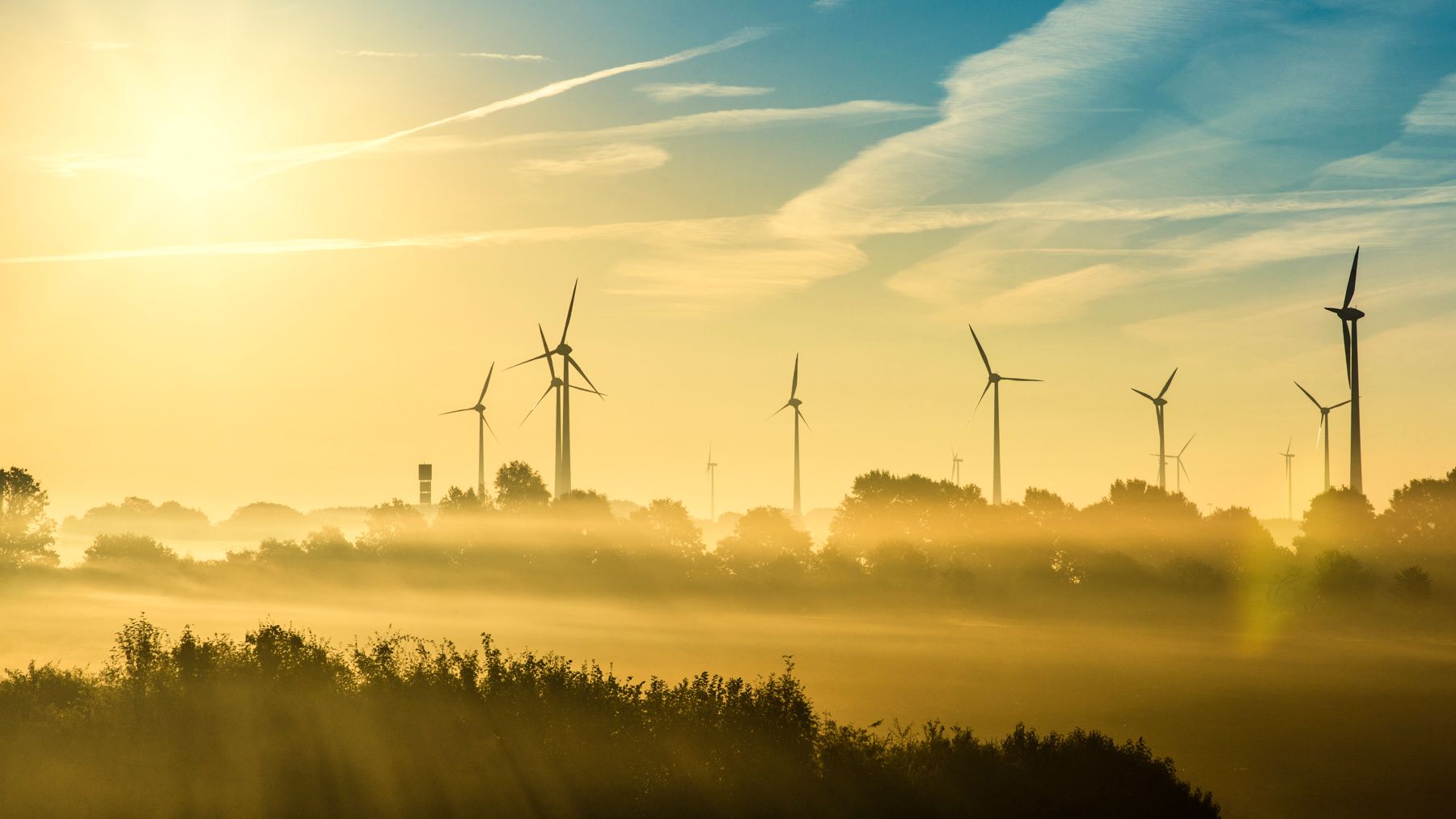 Rising sun in Lower Saxony, Germany