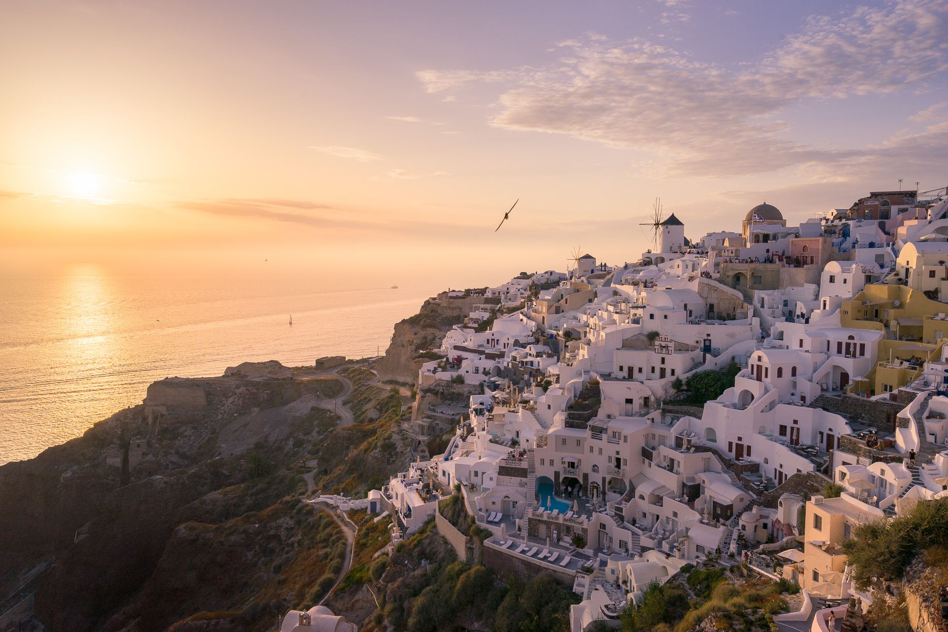 Iconic view of Oia, Santorini , Greece