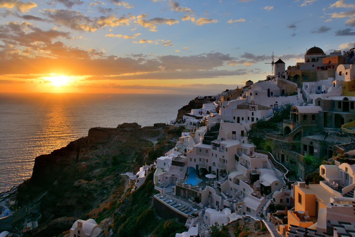 Iconic view of Oia, Santorini , Greece