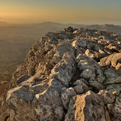 The top of mount Zas, Naxos at sunset, Greece