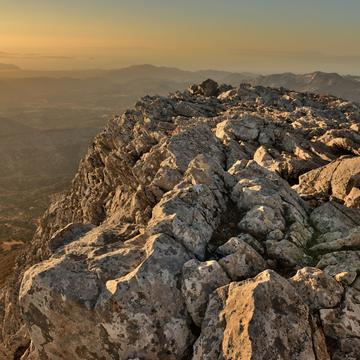 The top of mount Zas, Naxos at sunset, Greece