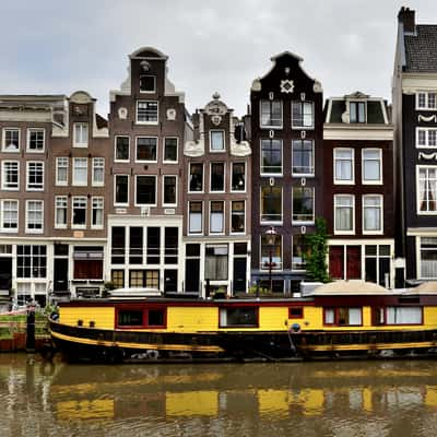 The Yellow Canal boat on Singel, Amsterdam, Netherlands