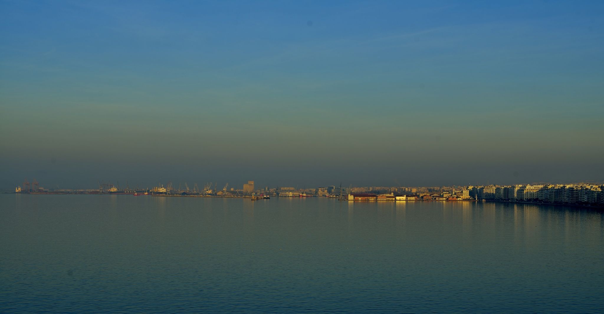 Thessaloniki shore line at dawn, Greece
