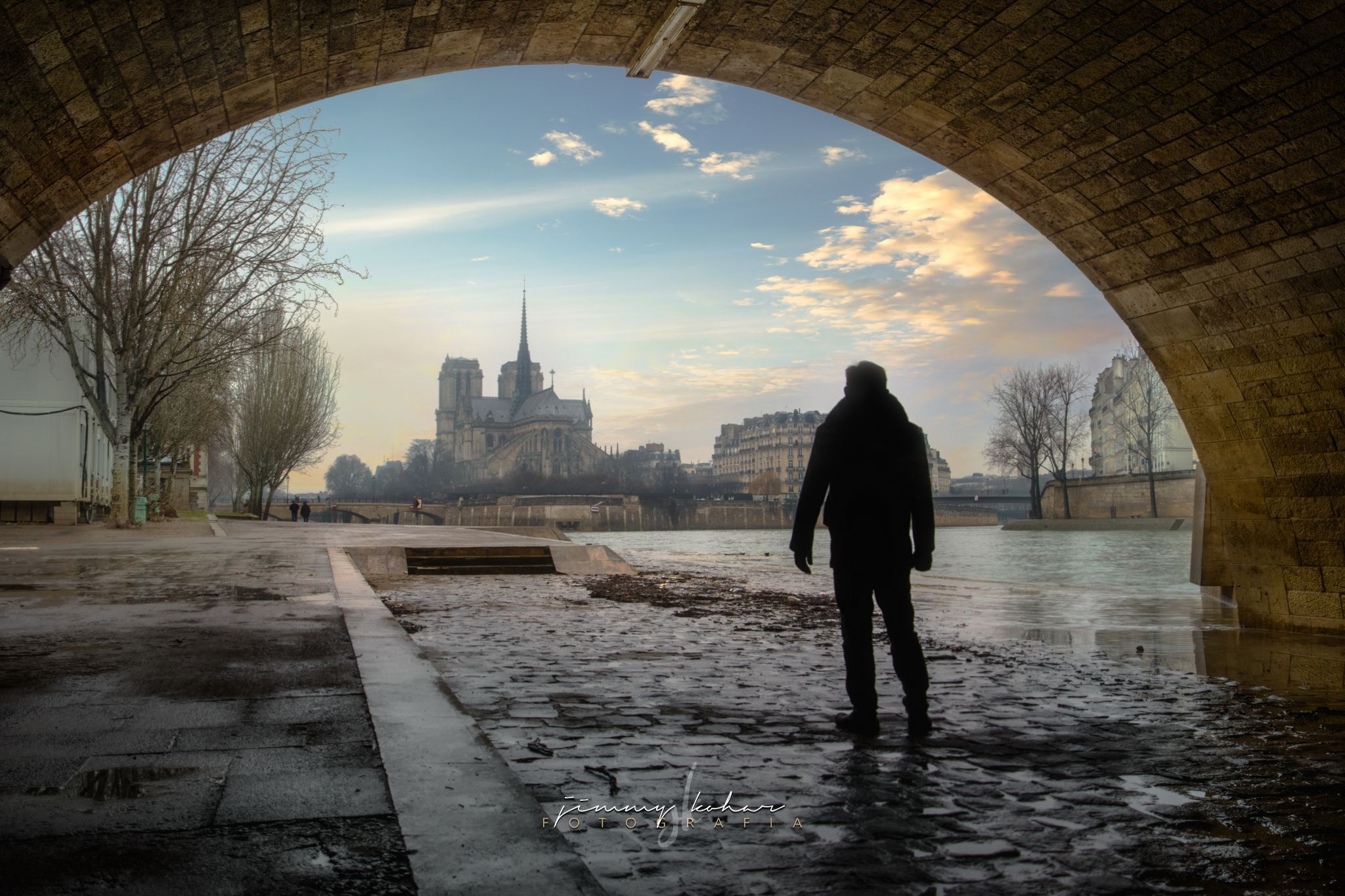 Tunnel into Notre Dame de Paris, France