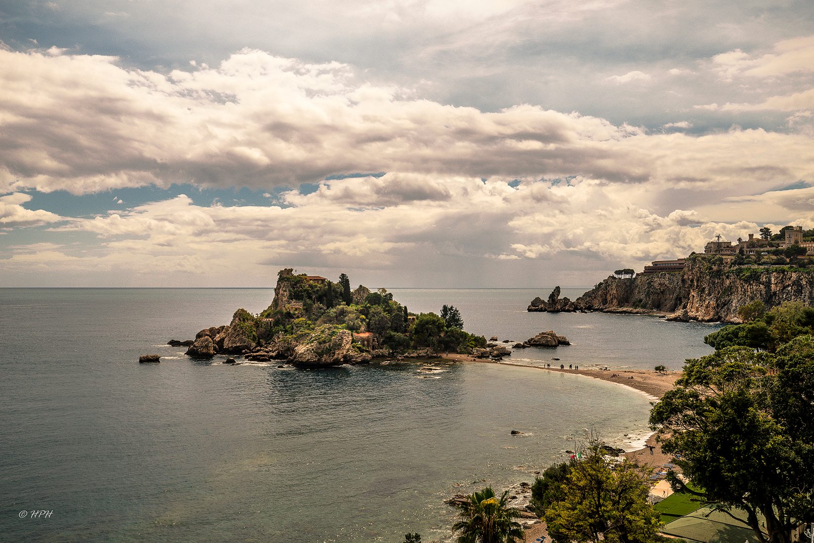 View on Isola Bella, Taormina, Italy