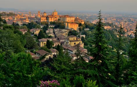 View over Bergamo Citta Alta from San Vigilio