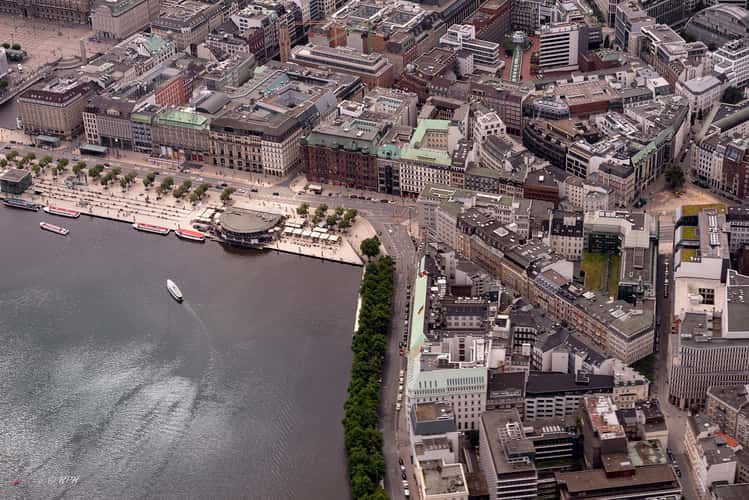 Aerial view of the Binnenalster in Hamburg