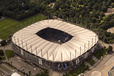 Aerial view of the soccer stadium in Hamburg
