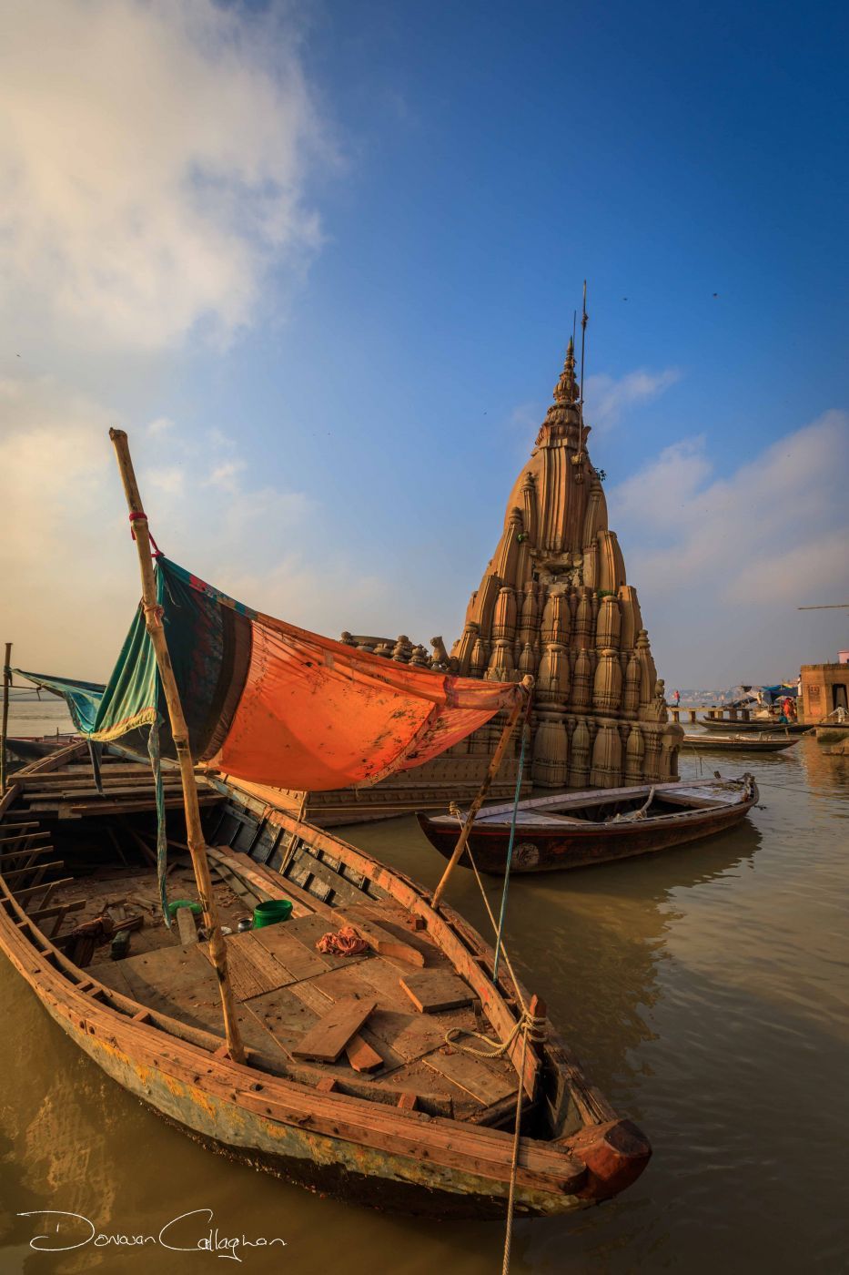boat & Monument on Ganges, India