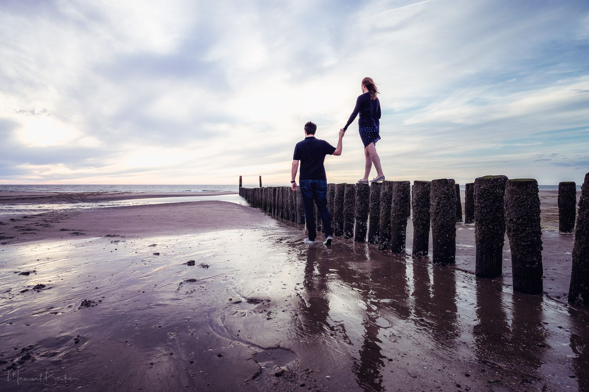 Breakwater at beach near Domburg, Netherlands