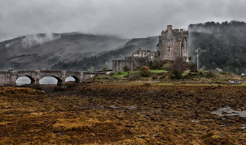 Side view II of Eilean Donan Castle, Scotland