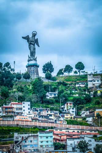 Hilltop statue of a winged Virgin Mary Quito
