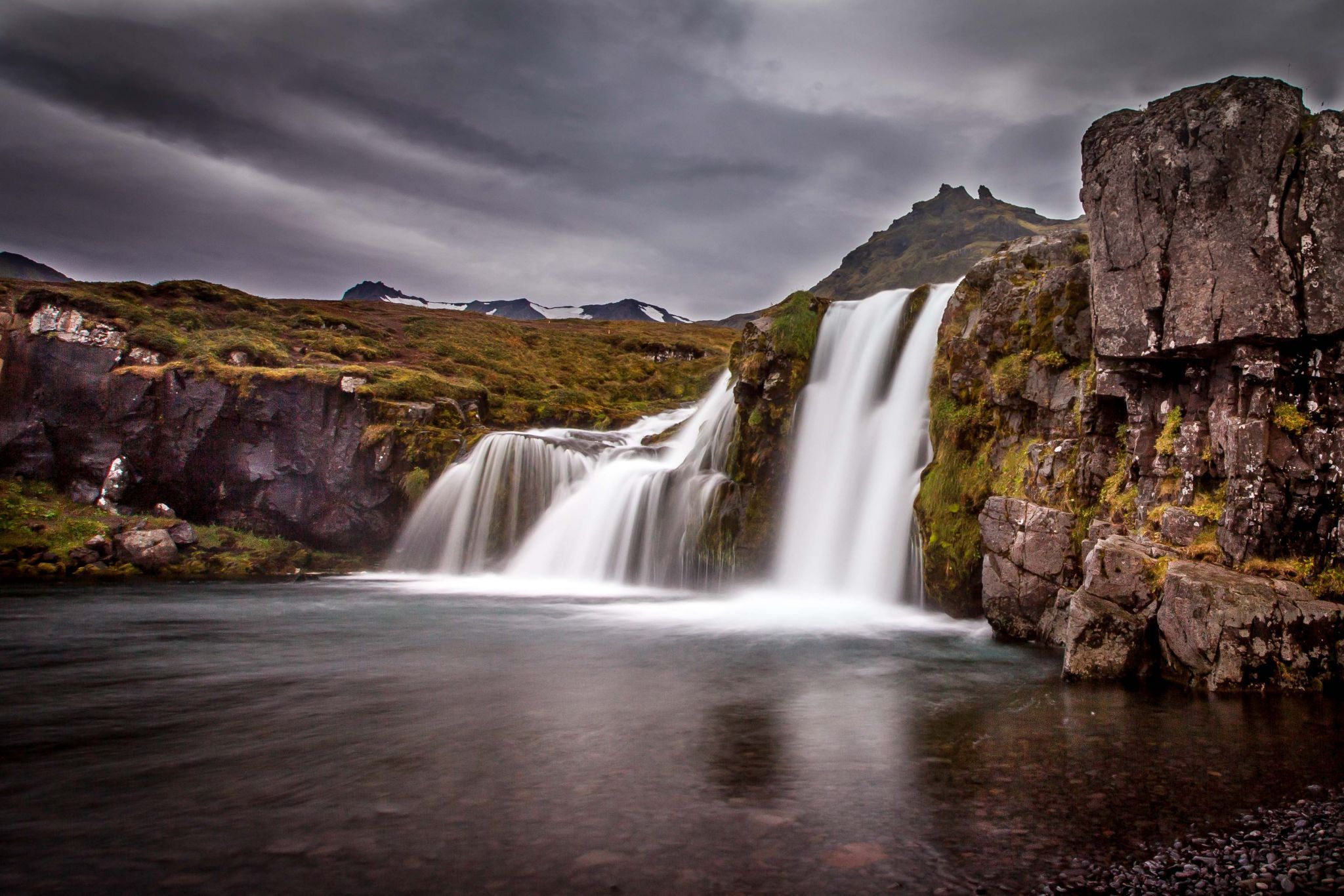 Kirkjufellsfoss Waterfall without Kirkjufell, Iceland