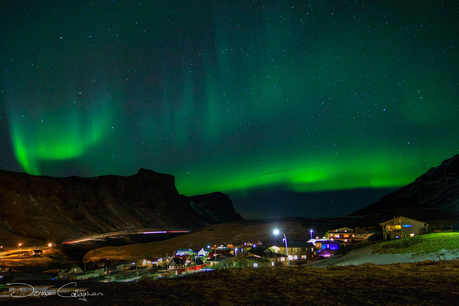 Northern Lights near the church in Vik, Iceland