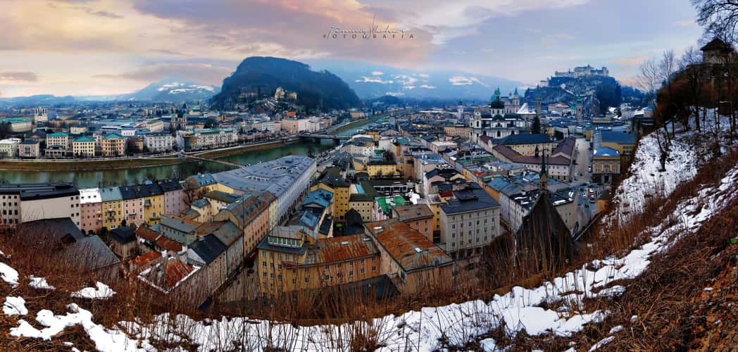 Old town of Salzburg from Mönchsberg