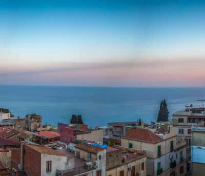 Panorama of city scape Taormina, Italy