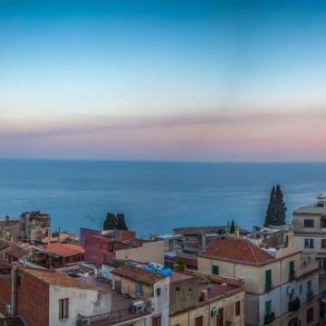 Panorama of city scape Taormina, Italy