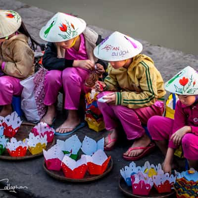 Paper Boat Candle sellers Hoi An, Vietnam