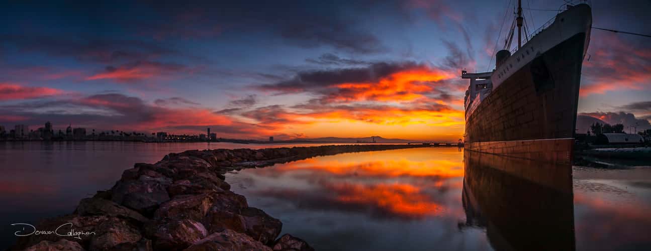 Queen Mary sunrise Long Beach