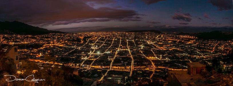 Quito city at night pano
