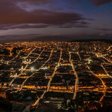 Quito city at night pano, Ecuador