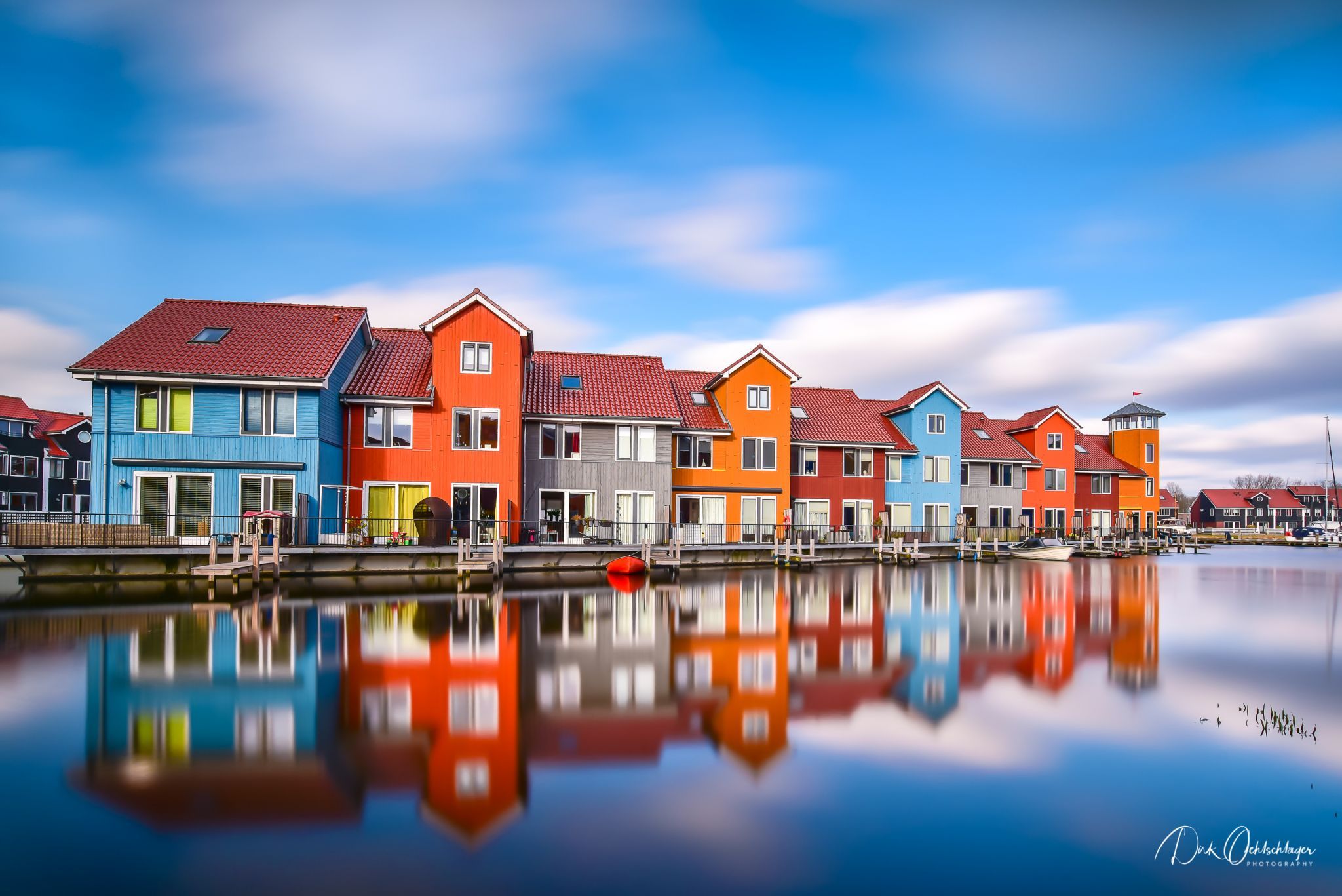 Colourful houses at Reitdiephaven, Netherlands