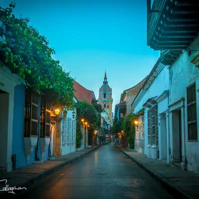 Sunrise on the streets of Cartagena, Colombia, Colombia