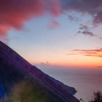 Sunset on the side of the Volcano Stromboli, Italy