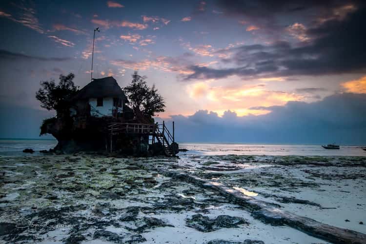 The Rock Restaurant Sunrise low tide Dongwe Zanzibar