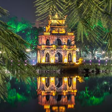 Turtle Tower at night, Vietnam