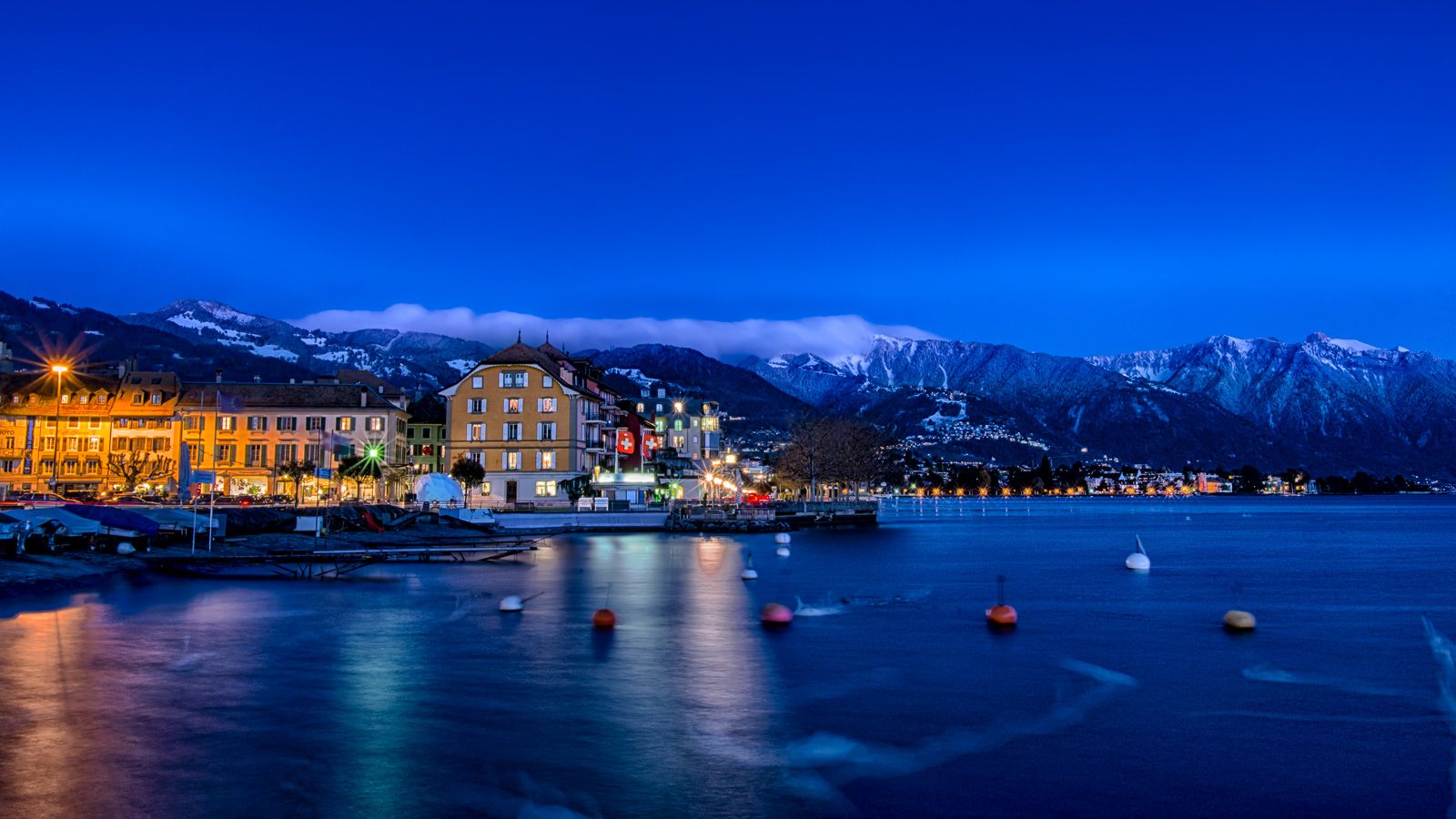 Vevey by night, Switzerland