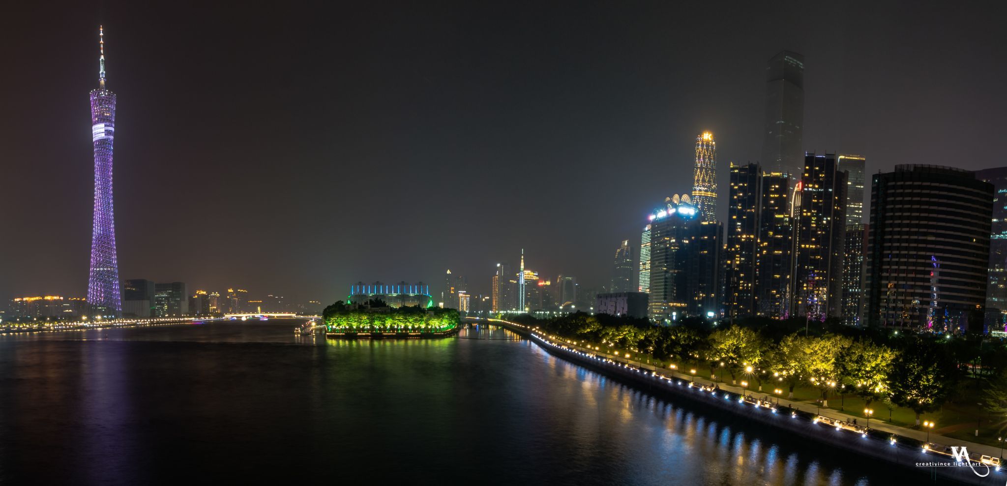 View of Canton Tower from Liede Bridge, China
