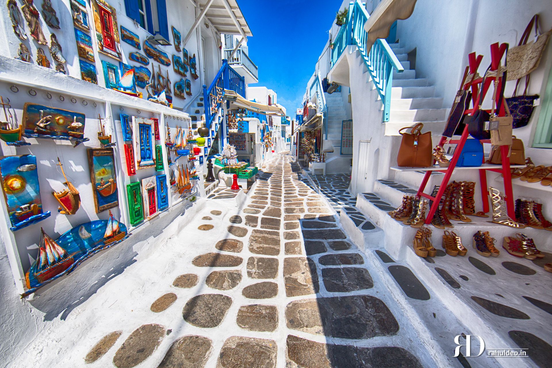 View over Mykonos town at sunset, Greece