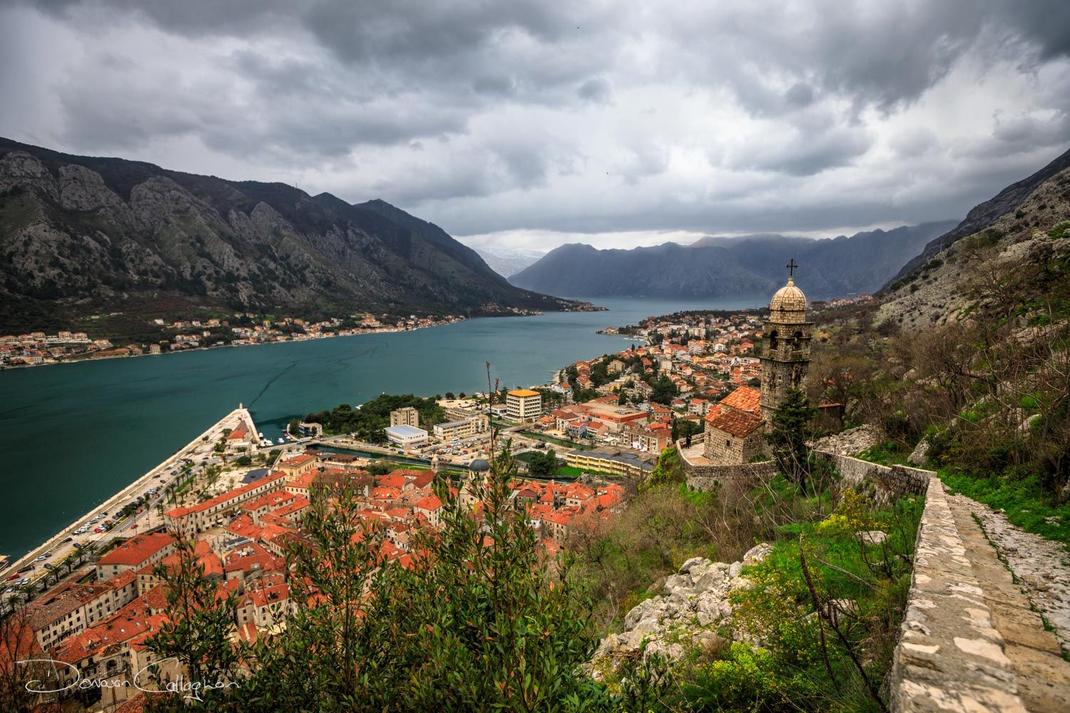 Kotor harbour from Church of Our Lady of Remedy, Montenegro