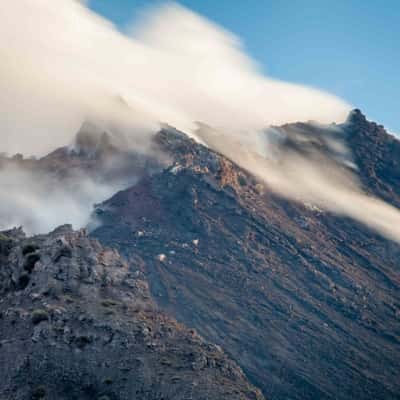 Volcano Stromboli letting off steam, Italy