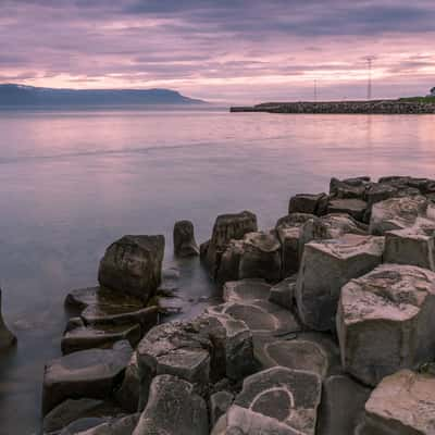 basalt columns in Hofsós, Iceland