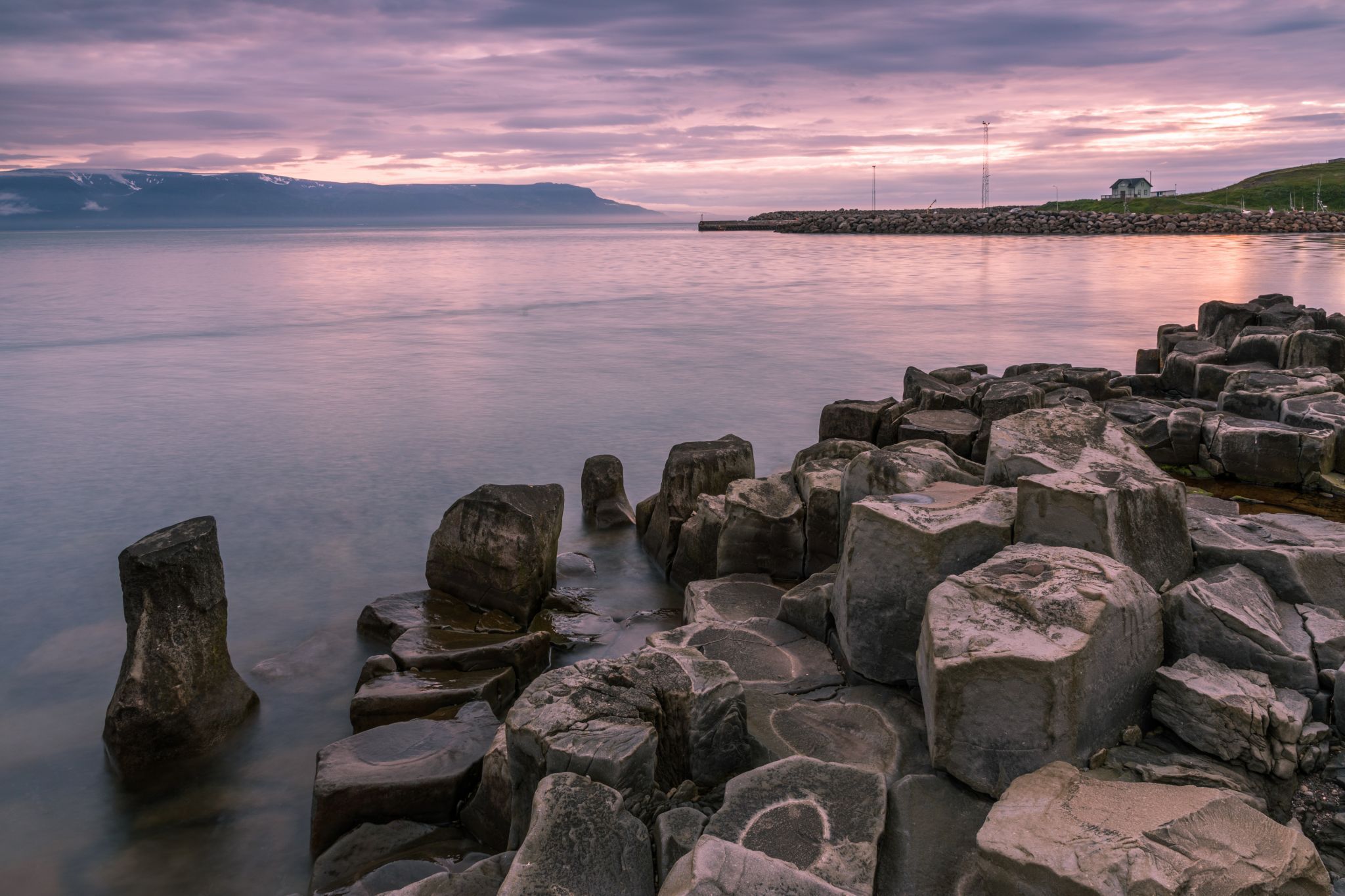 basalt columns in Hofsós, Iceland