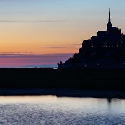 Dusk twilight at 'Le Mont-Saint-Michel', France
