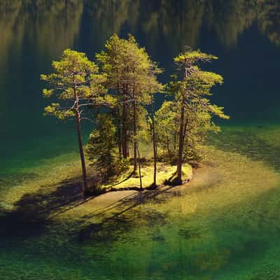 Fernstein, Tyrol, Island in a mountain lake, Austria