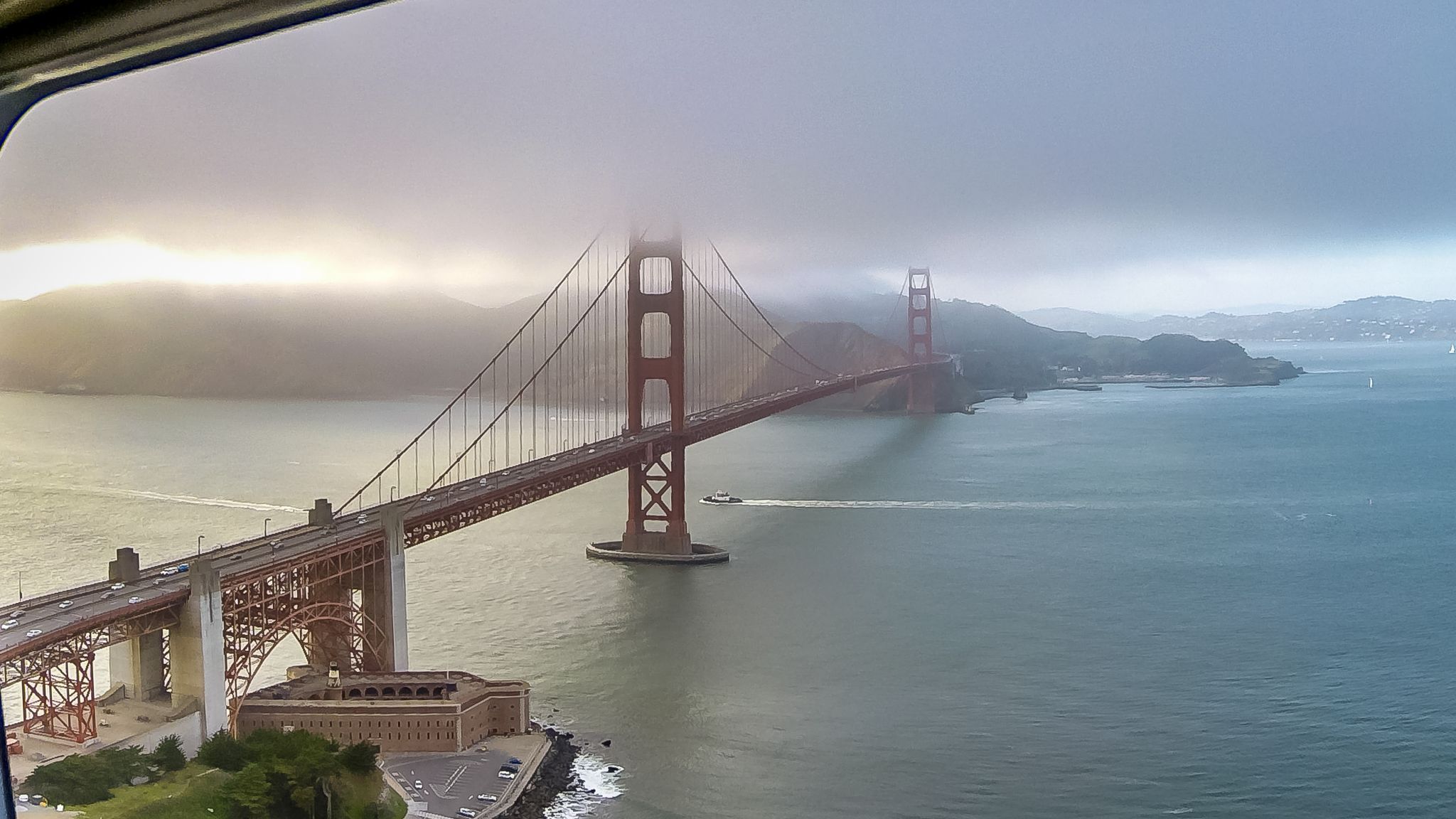 Golden Gate Bridge from the helicopter, USA