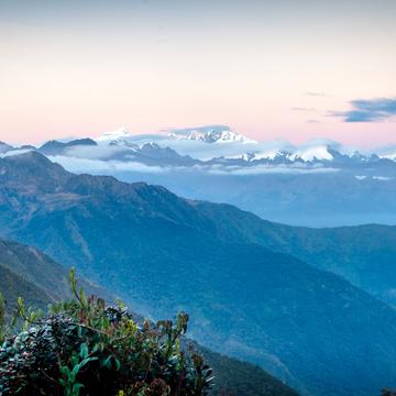 Inka Trail snow covered peaks, Peru