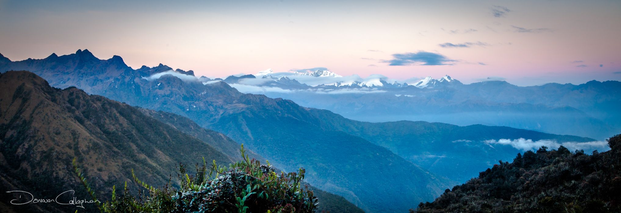 Inka Trail snow covered peaks, Peru