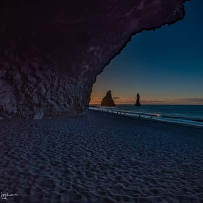 Kirkjufjara beach sunrise with stacks, Iceland