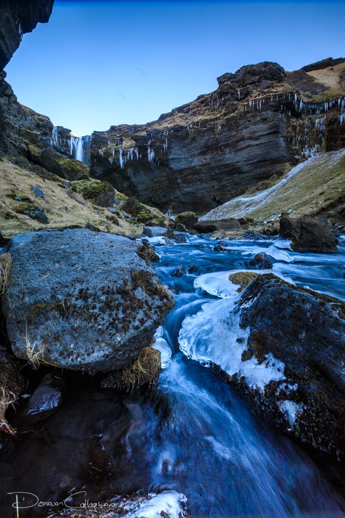Kvernufoss walk to waterfall, Iceland
