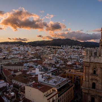 Malaga City View at sunset, Spain