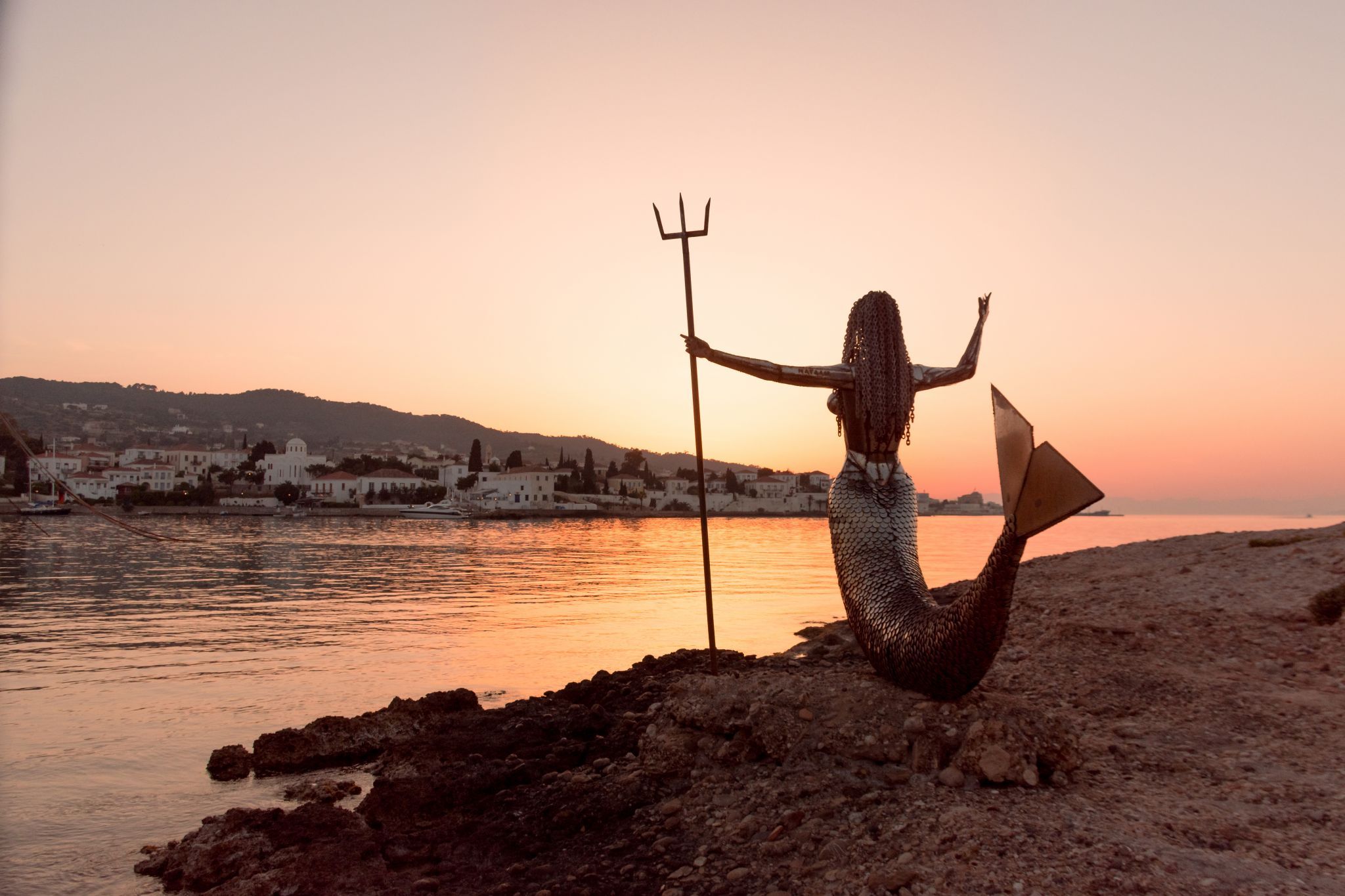 Mermaid Statue on Spetses Island, Greece