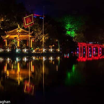 Ngoc Son Temple at night, Vietnam