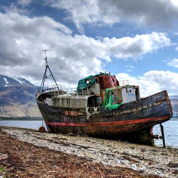 Abandoned fishing boat near Ben Nevis, United Kingdom